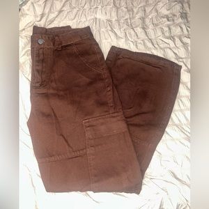 Chocolate Dark Brown Cargo Jeans Straight Leg - size small or 4